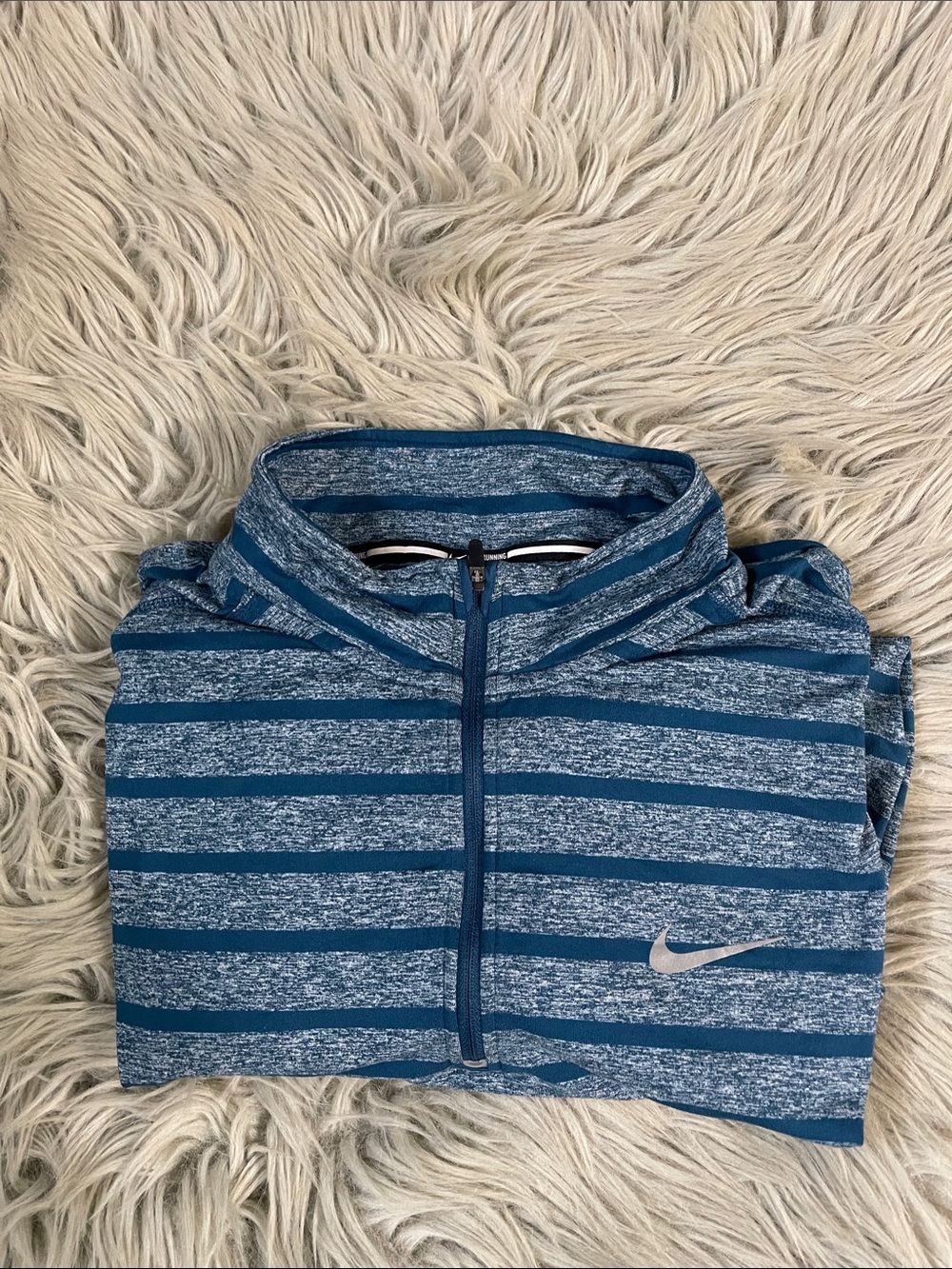 Nike Men's Blue Striped Quarter-Zip Pullover